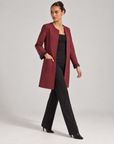 Giacca donna lunga con strass Bordeaux indossata da Polly 6 - vista 2