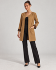 Giacca donna lunga con strass Camel indossata da Polly 6 - vista 1