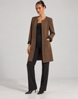 Giacca donna lunga con strass Marrone indossata da Polly 6 - vista 1