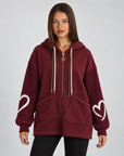Giacca felpa con maniche in maglia b16 97016, bordeaux, Polly 4, frontale