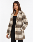 Giacca donna a quadri beige con Polly 4 – tre-quarti