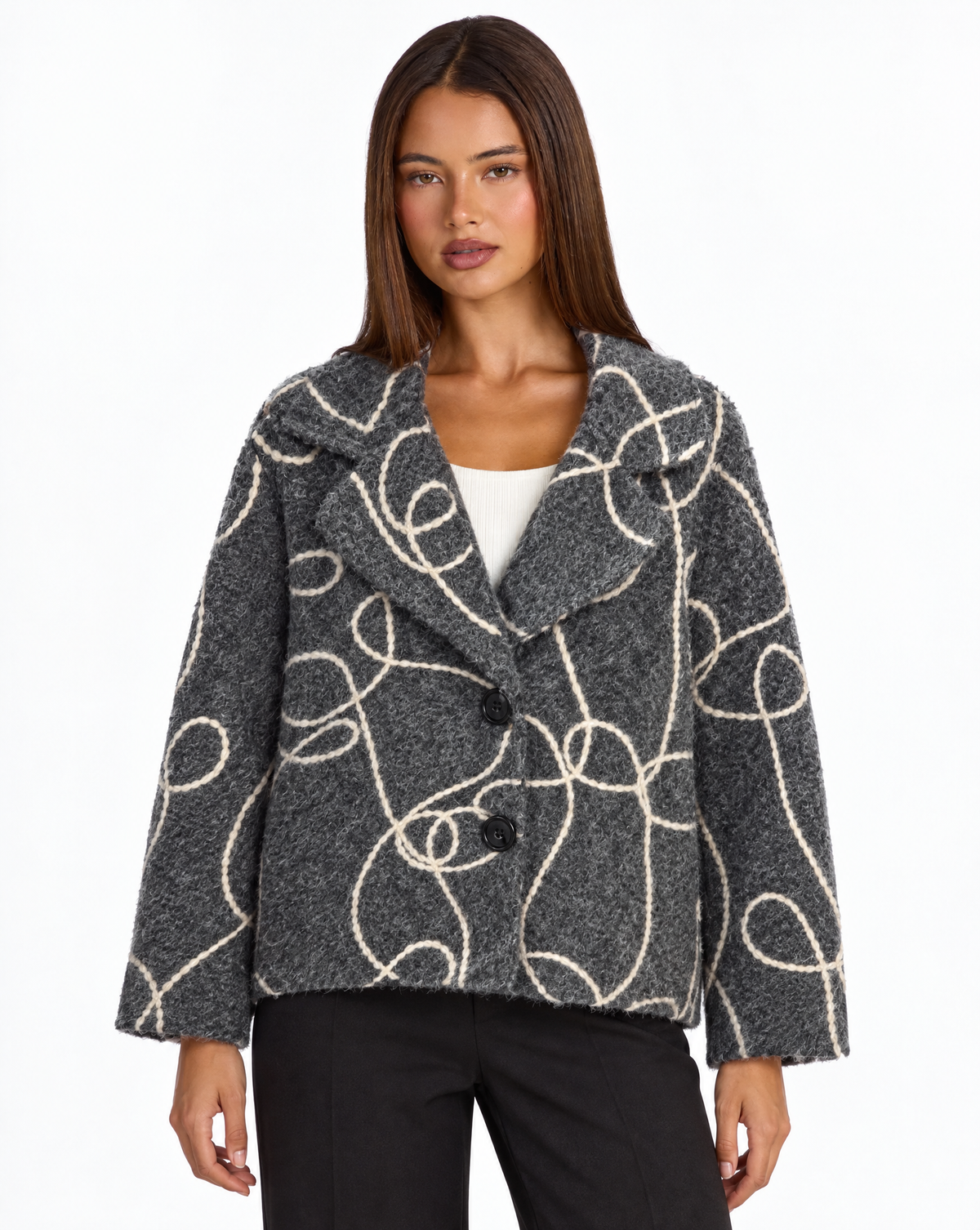 Giacca corta n87 26555-1 Grigio con Polly 4 – vista frontale