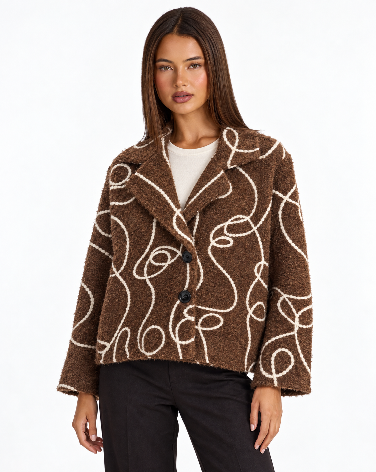 Giacca corta n87 26555-1 Marrone con Polly 4 – vista a tre quarti