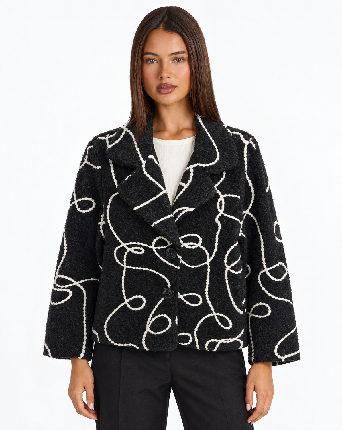 Giacca corta n87 26555-1 Nero con Polly 4 – vista frontale