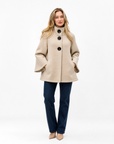 Giacca donna in neoprene Beige, vista frontale, indossata da Polly 5