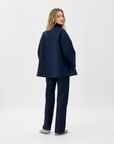Giacca donna in neoprene Blu, vista retro, indossata da Polly 5