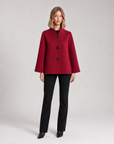 Giacca donna in neoprene Bordeaux, vista frontale, indossata da Polly 5