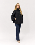 Giacca donna in neoprene Nero, vista tre-quarti, indossata da Polly 5