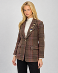 Giacca a Quadri con Rever Classico n21 7000 - marrone - Polly 7 - vista tre-quarti
