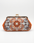 Pochette Elegante con Chiusura Gioiello e Stampa Floreale