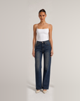 Jeans straight fit blu DS69 indossato, vista frontale