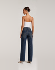 Jeans straight fit blu DS69 indossato, vista retro