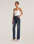 Jeans straight fit blu DS69 indossato, vista trequarti