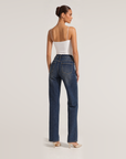 Jeans straight fit blu DS69 indossato, vista retro