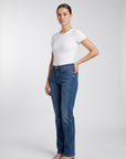 Jeans straight fit blu DS69 indossato, vista trequarti