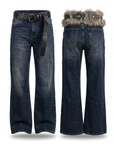 Jeans wide leg N2782 con cintura su sfondo bianco