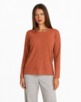 Maglia donna in cotone e lana 1202 - Arancione vista frontale