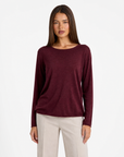 Maglia donna in cotone e lana con Polly 4 - Bordeaux vista frontale