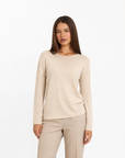 Maglia donna in cotone e lana con Polly 4 - Beige vista frontale