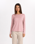 Maglia donna in cotone e lana con Polly 4 - Rosa vista frontale