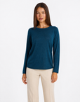 Maglia donna in cotone e lana con Polly 4 - Ottanio vista frontale
