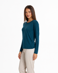 Maglia donna in cotone e lana con Polly 4 - Ottanio vista tre quarti