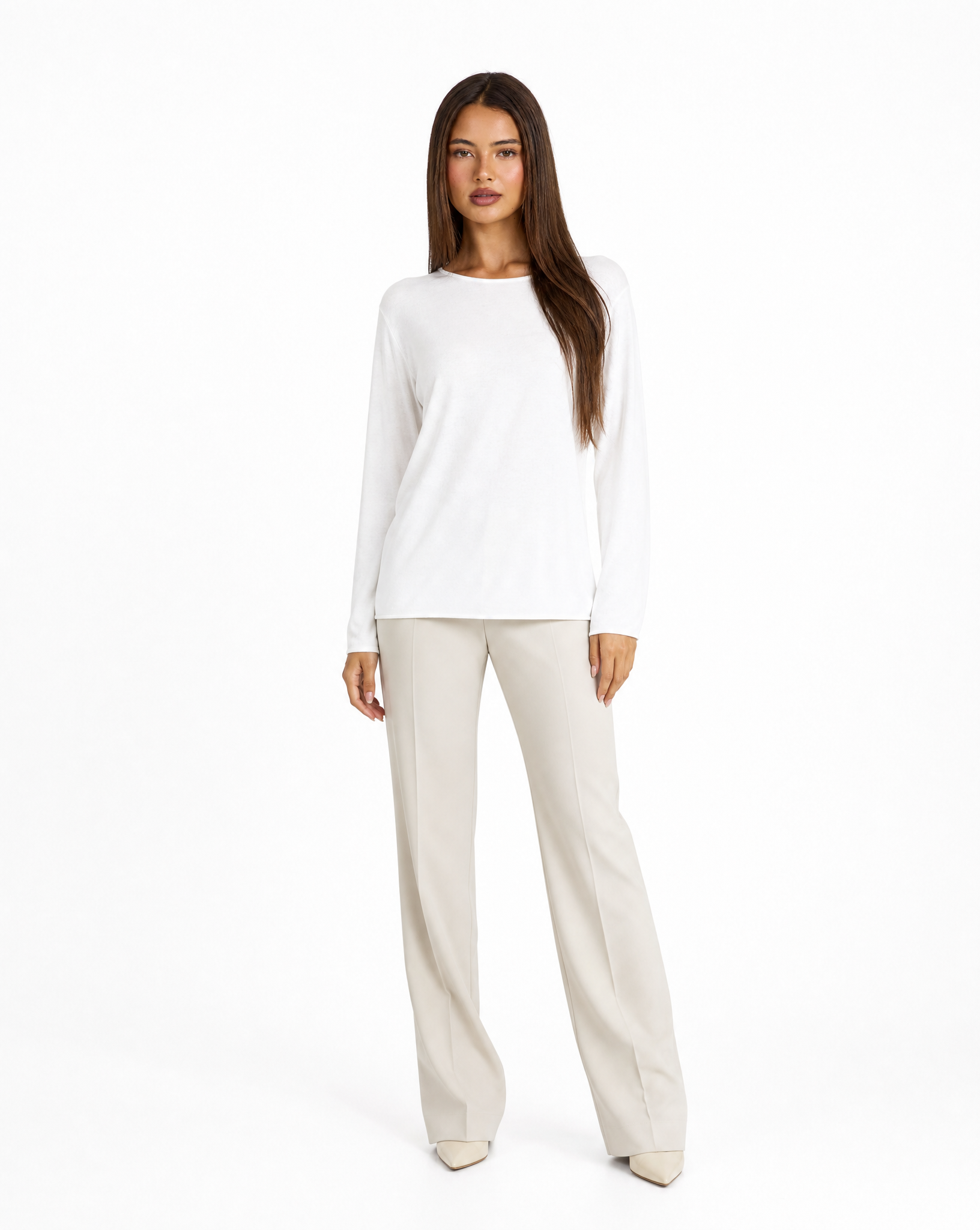 Maglia donna in cotone e lana con Polly 4 - Bianco vista frontale