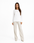 Maglia donna in cotone e lana con Polly 4 - Bianco vista frontale
