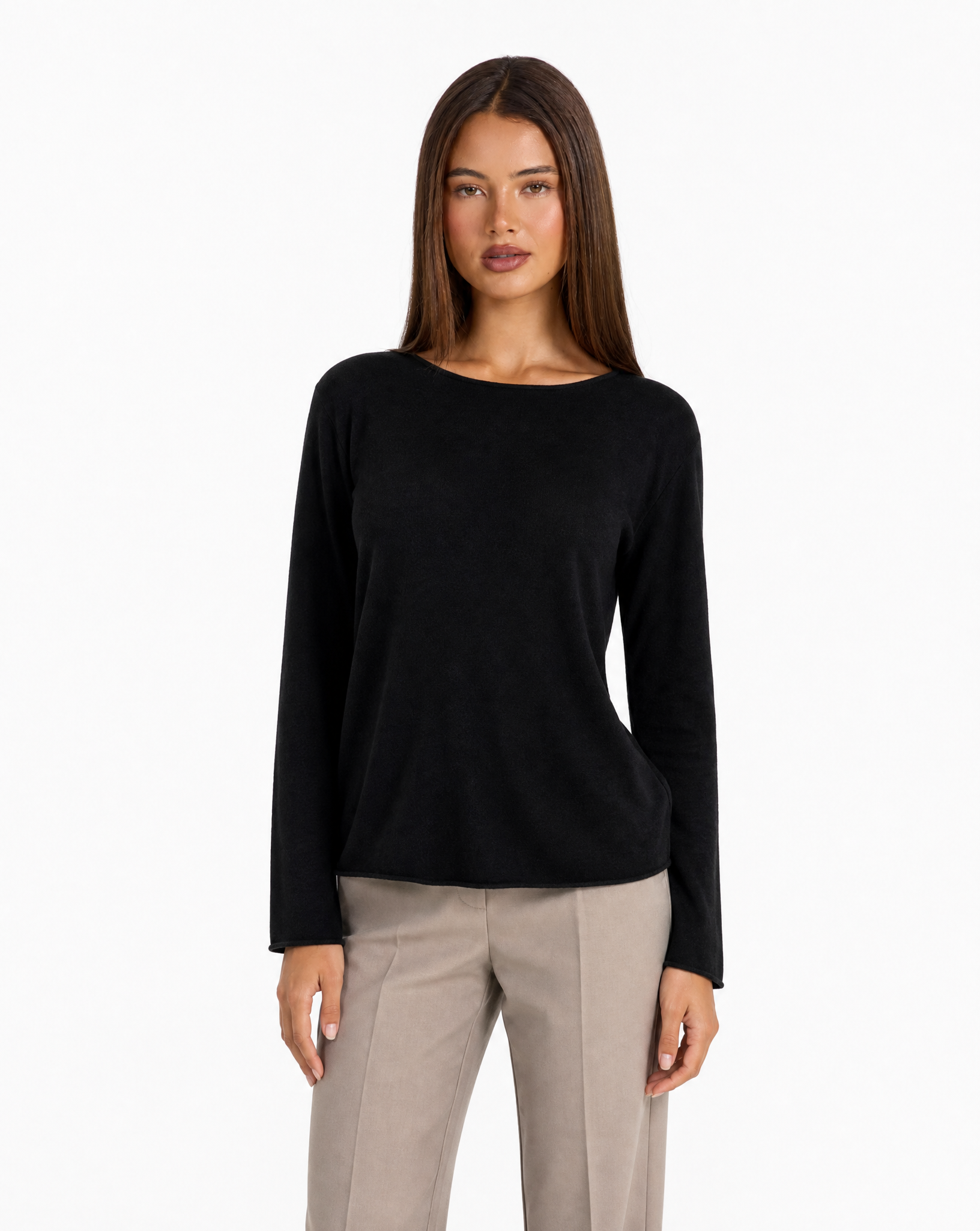 Maglia donna in cotone e lana con Polly 4 - Nero vista frontale