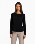 Maglia donna in cotone e lana con Polly 4 - Nero vista frontale