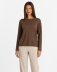 Maglia donna in cotone e lana con Polly 4 - Marrone vista frontale