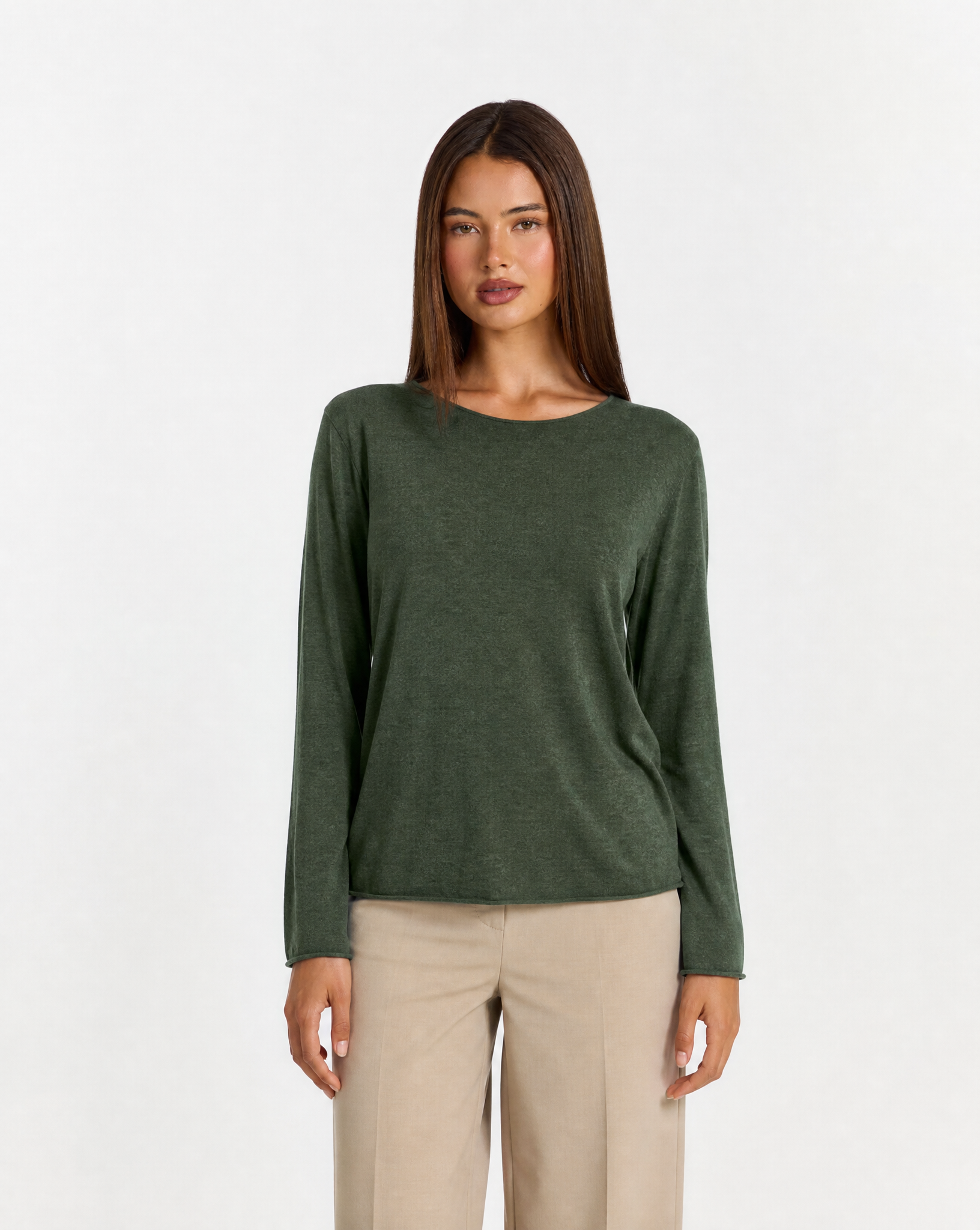 Maglia donna in cotone e lana con Polly 4 - Verde vista frontale