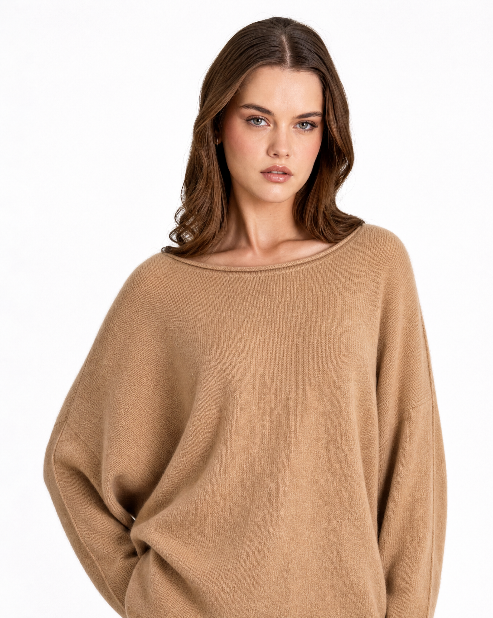 Maglia donna morbida taglia comoda – Camel