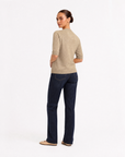 Maglia donna in lana Beige, vista retro, indossata da Polly 6