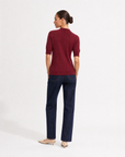 Maglia donna in lana a mezza manica Bordeaux - vista posteriore con Polly 6