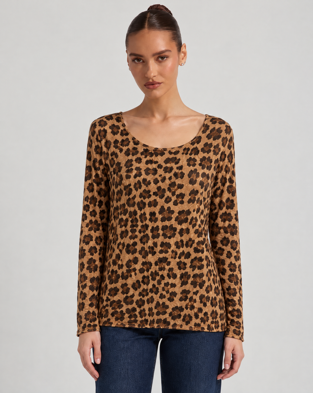 Maglia Donna Maculata Morbida in Misto Lana - Marrone camel - Polly 6 - vista frontale