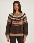 Maglia donna jacquard marrone con Polly 4 – frontale