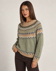 Maglia donna jacquard pistacchio con Polly 4 – tre-quarti