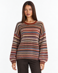 Maglia girocollo a righe multicolore Arancio, Polly 4 – vista frontale