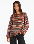Maglia girocollo a righe multicolore Arancio, Polly 4 – vista tre quarti