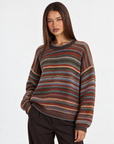 Maglia girocollo a righe multicolore Marrone, Polly 4 – vista tre quarti