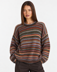 Maglia girocollo a righe multicolore Marrone, Polly 4 – dettaglio superiore
