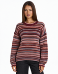 Maglia girocollo a righe multicolore Rosso, Polly 4 – vista frontale