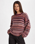 Maglia girocollo a righe multicolore Rosso, Polly 4 – vista tre quarti