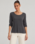 Maglia donna in cotone e lana N80 1202 — Grigio scuro — Polly 6 — vista frontale