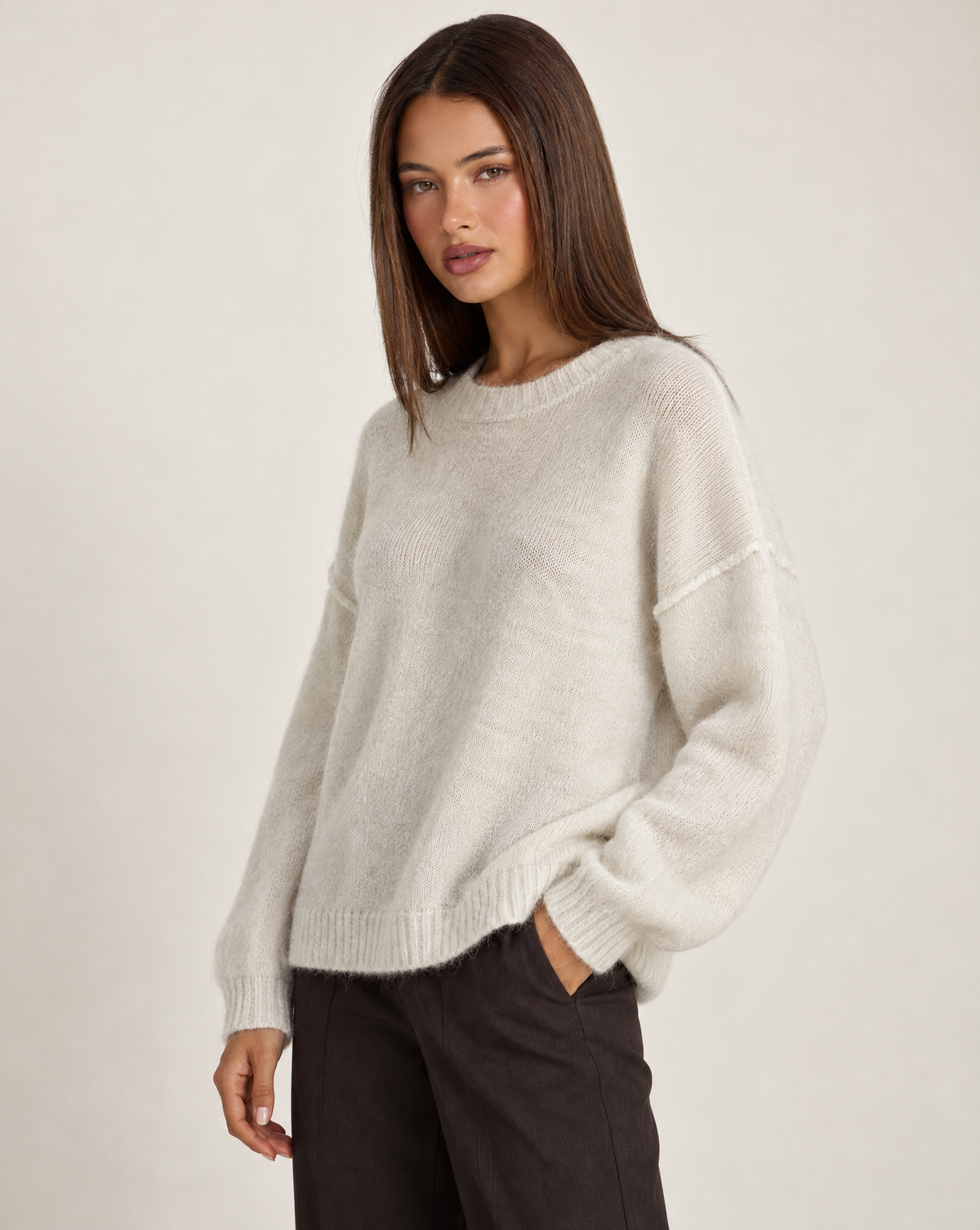 Maglia donna girocollo bianco con Polly 4 – tre-quarti