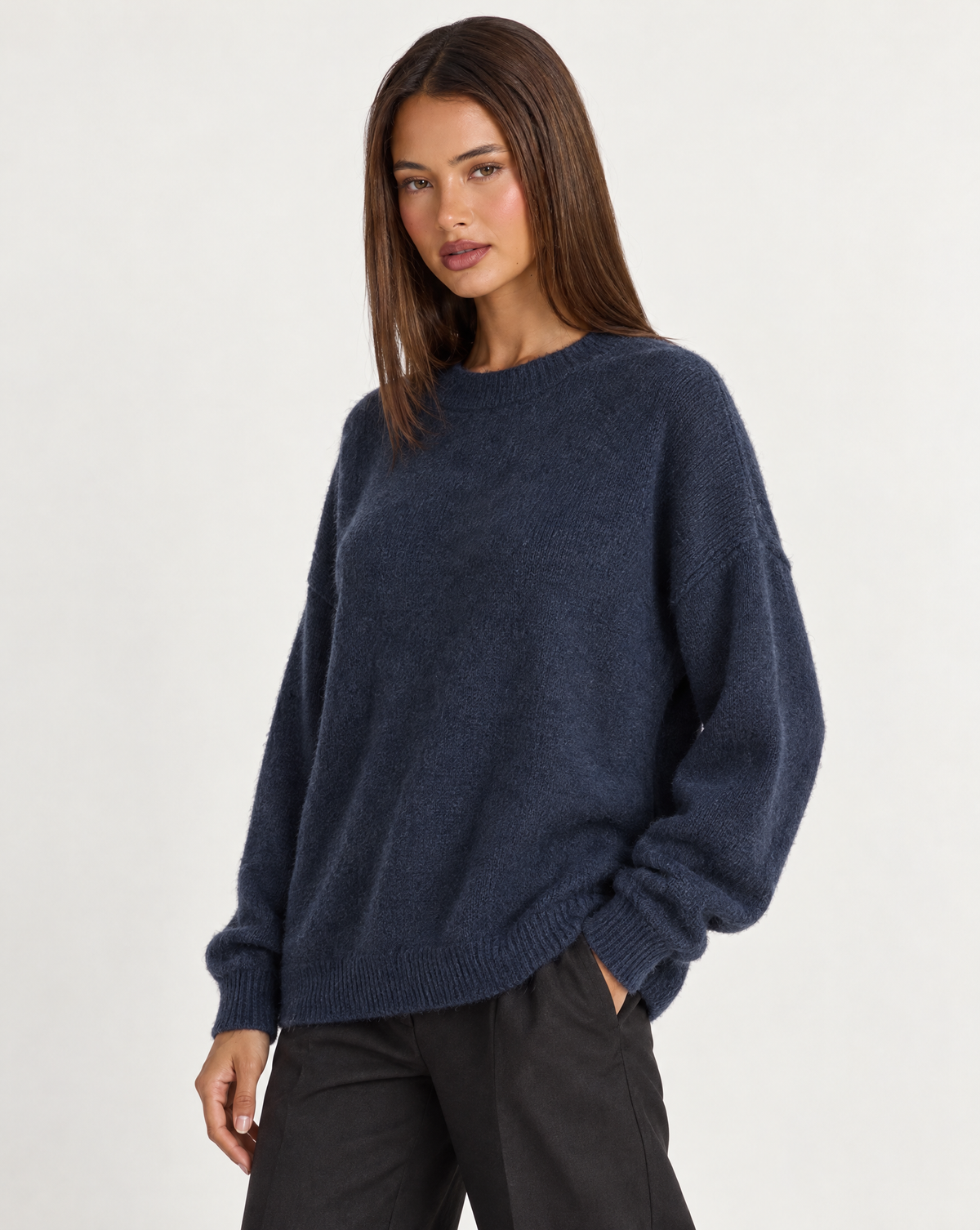 Maglia donna girocollo blu con Polly 4 – tre-quarti