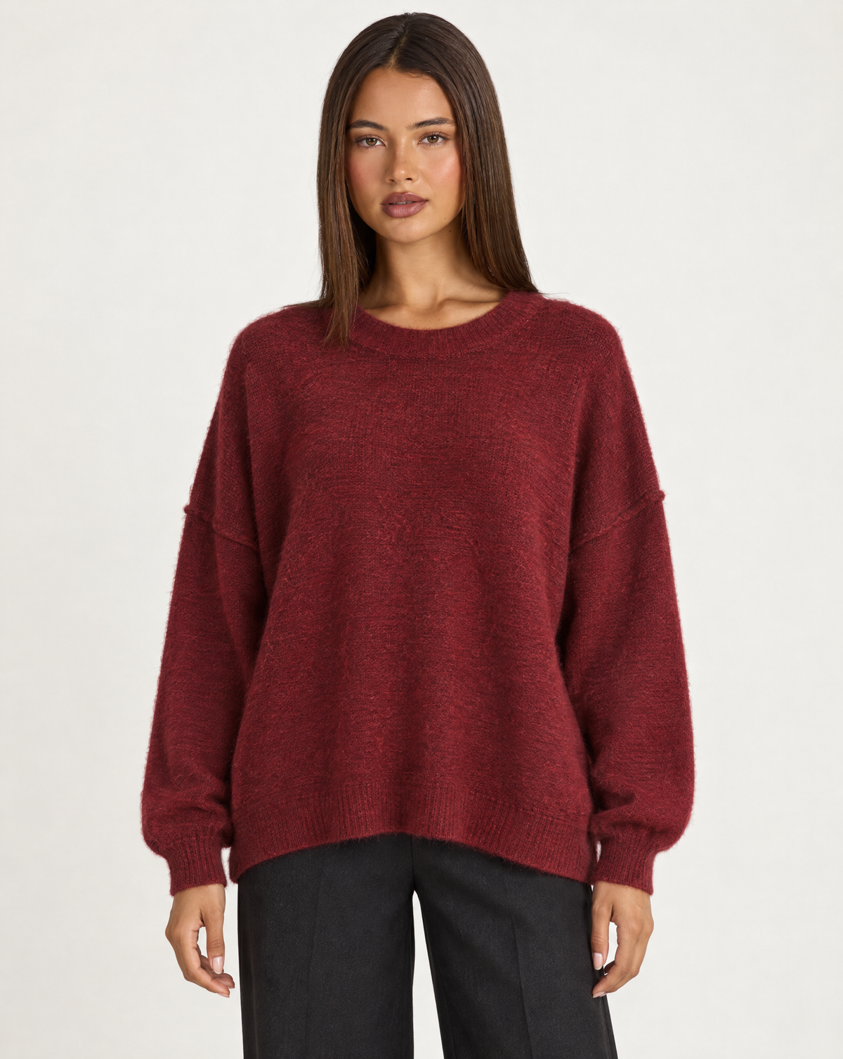 Maglia donna girocollo rosso con Polly 4 – frontale
