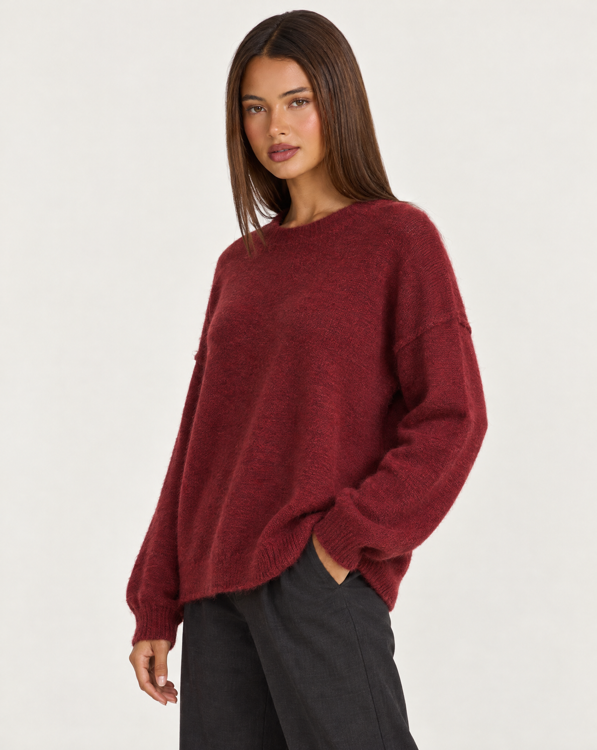 Maglia donna girocollo rosso con Polly 4 – tre-quarti