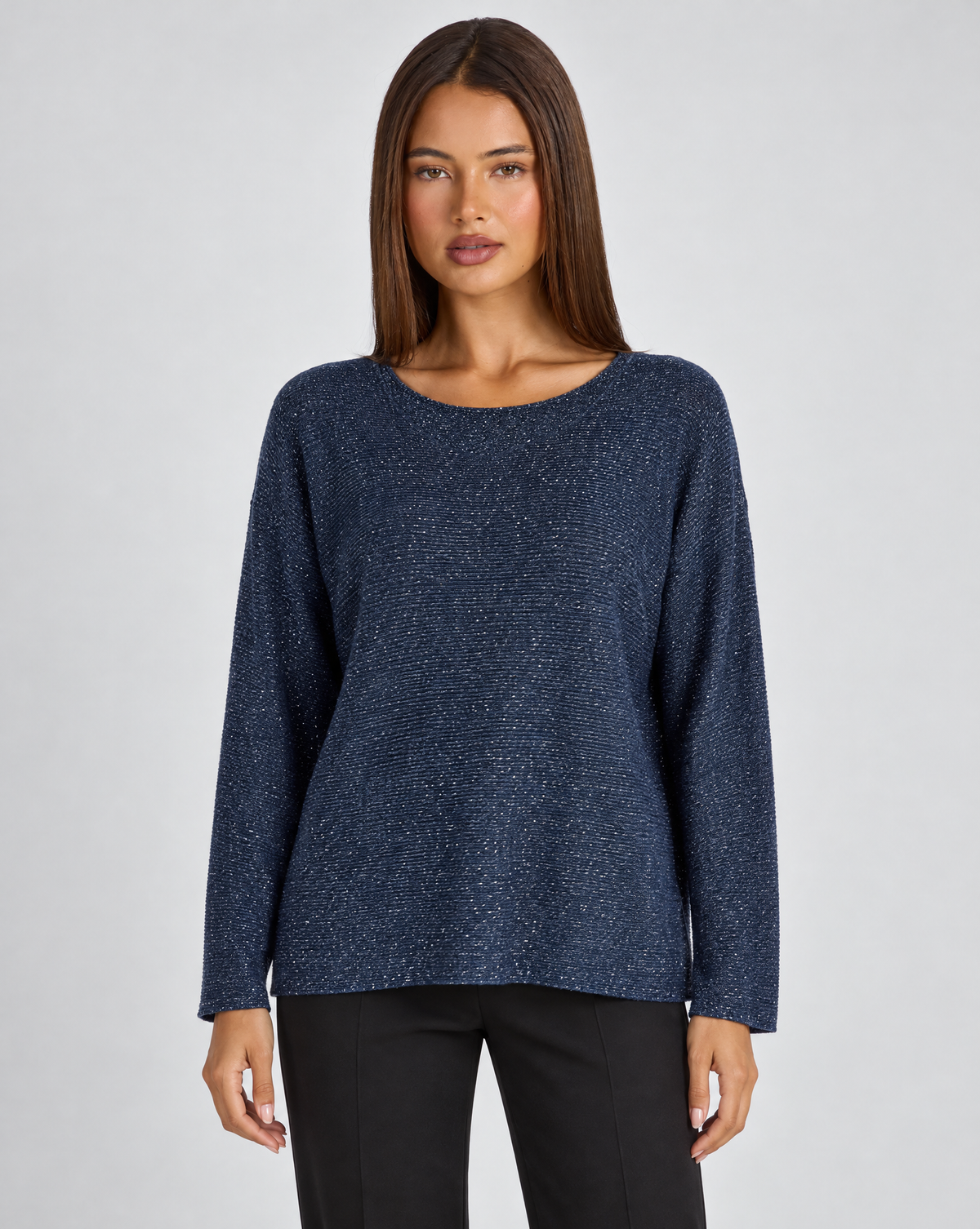 Maglia donna luminosa blu con Polly 4, vista frontale